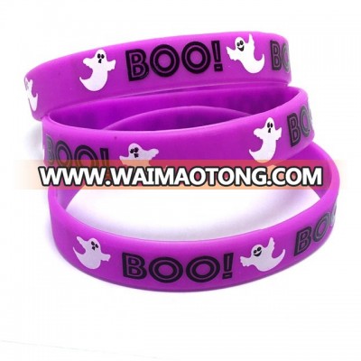 Purple color printing baller band , custom logo bangle bracelet