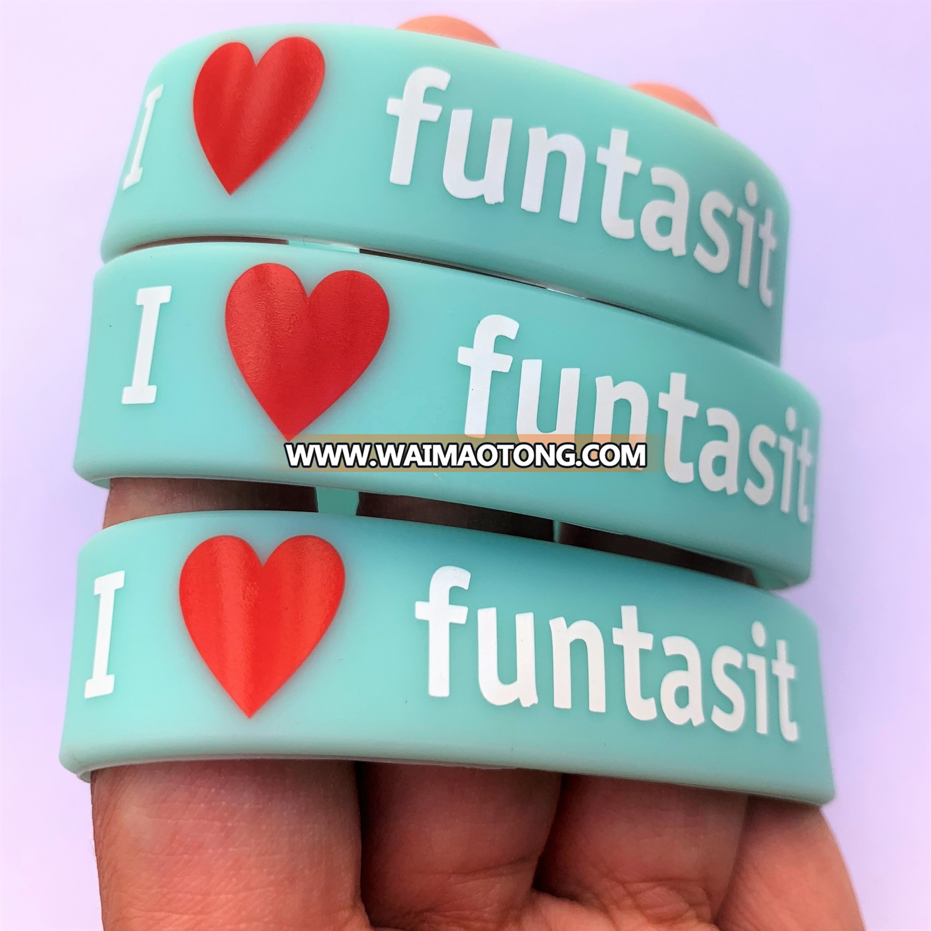 Anniversary Occasion Silicone Bracelet Heart Printed Unisex Gender Colorful Silicone Baller Wristbands