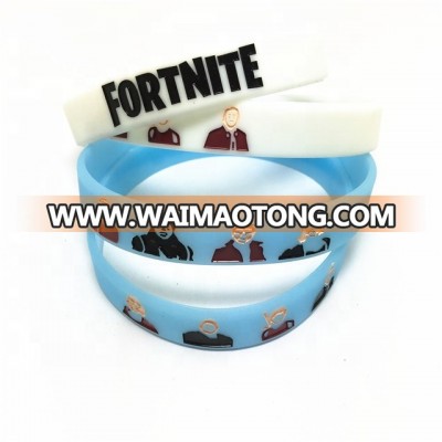 HOT selling light blue color FORTNITE silicone bracelet , glow in the dark silicone wristband